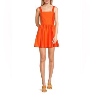 NEW Alice + Olivia Monarch Orange Saige Tie Back Mini Dress Size 12 Cotton
